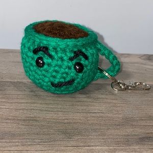 Crocheted keychain Smirk face coffee mug